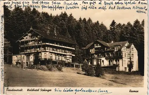 Ansichtskarte Freudenstadt Hotel Waldhotel Stokinger Echtfoto-AK 1941