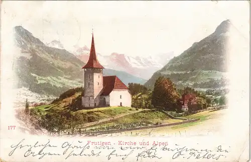 Ansichtskarte Frutigen Partie an der Kirche 1901