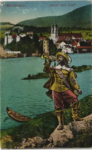 Ansichtskarte Bad Säckingen Trompeter vor der Stadt 1914