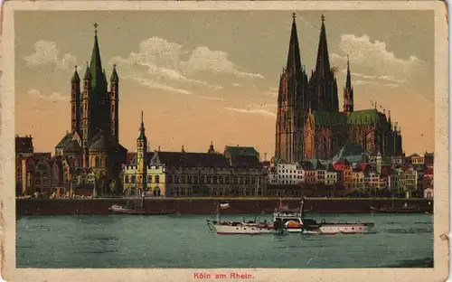 Ansichtskarte Köln Panorama-Ansicht Stadt, Dom, Rhein Schiff 1920