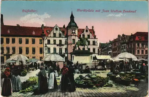 Ansichtskarte Düsseldorf Marktplatz mit Jean Wellem Denkmal 1910