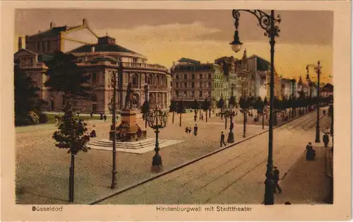 Ansichtskarte Düsseldorf Hindenburgwall mit Stadttheater 1920