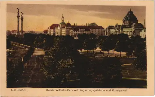 Düsseldorf Kaiser Wilhelm-Park Regierungsgebäude und Kunstpalast 1920