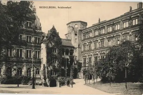 Ansichtskarte Heidelberg Heidelberger Schloss Schlosshof Castle Court 1910