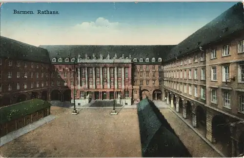 Ansichtskarte Barmen-Wuppertal Partie am Rathaus, Innenhof 1935