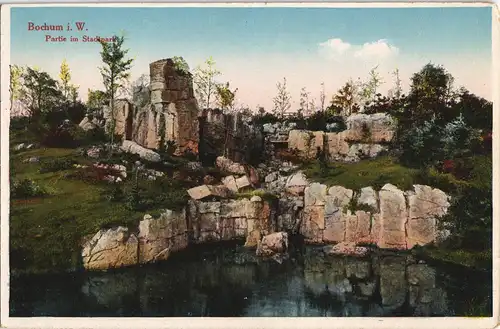 Ansichtskarte Bochum Partie im Stadtpark, Felsen-Landschaft 1910