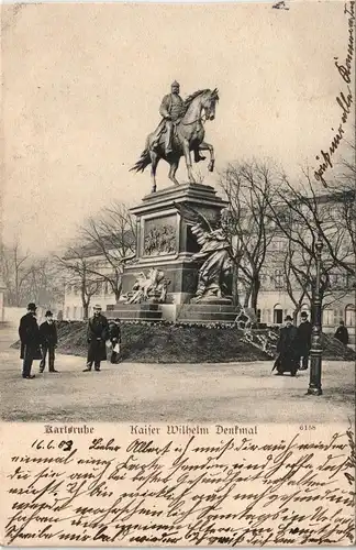 Ansichtskarte Karlsruhe Kaiser Wilhelm Denkmal 1903