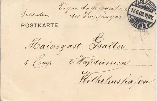 Ansichtskarte Karlsruhe Kaiser Wilhelm Denkmal 1903