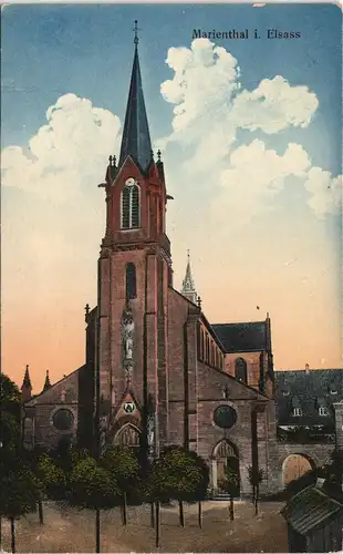 CPA Marienthal (Haguenau) Partie an der Kirche 1914