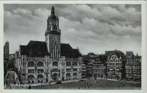 Ansichtskarte Stuttgart Rathaus Rathausplatz 1910