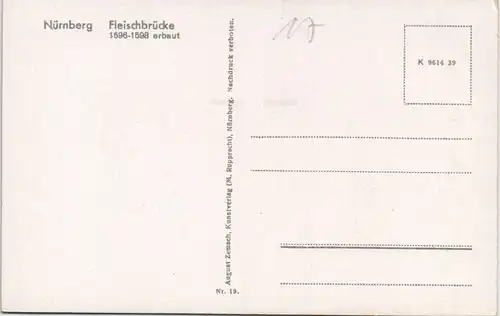 Ansichtskarte Nürnberg Fleischbrücke 1920