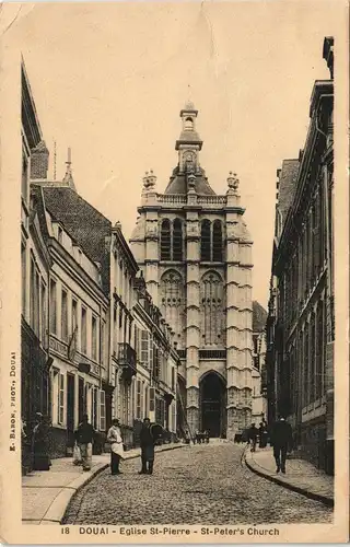 Douai Dowaai Kirche Straßen-Ansicht Eglise St-Pierre Church 1920