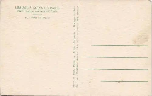 CPA 9. arrondissement-Paris Place de l'Opéra, Opernplatz 1920