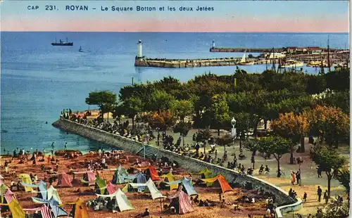 CPA Royan Le Square Botton et les deux Jetées 1928