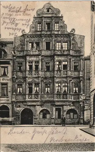 Ansichtskarte Heidelberg Hotel zum Ritter Gebäude-Ansicht 1910