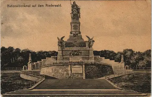 Ansichtskarte Rüdesheim (Rhein) National-Denkmal 1914