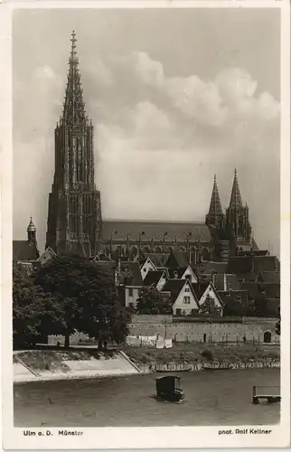 Ansichtskarte Ulm a. d. Donau Ulmer Münster, Flusspartie 1939