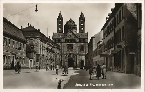 Ansichtskarte Speyer Kaiserdom, Straßenpartie 1930