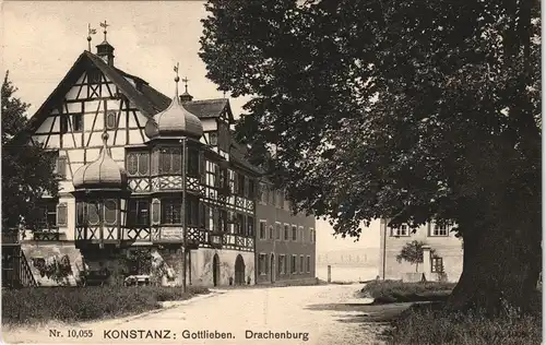 Ansichtskarte Gottlieben Drachenburg, Straßenpartie 1913