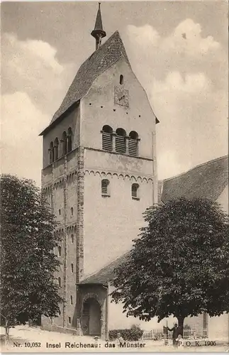 Ansichtskarte Insel Reichenau Partie am Münster 1912