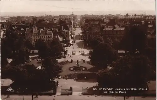 CPA Le Havre JARDINS DE L'HÔTEL DE VILLE ET RUE DE PARIS 1931