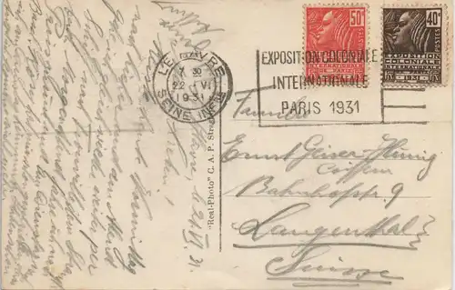 CPA Le Havre JARDINS DE L'HÔTEL DE VILLE ET RUE DE PARIS 1931