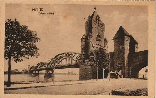Ansichtskarte Mainz Kaiserbrücke | Nordbrücke 1921