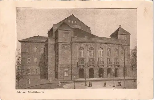 Ansichtskarte Mainz Stadttheater Theater Gebäudeansicht 1919