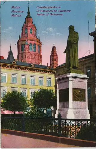 Ansichtskarte Mainz Gutenbergdenkmal Le Monument de Gutenberg 1910