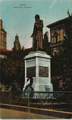 Ansichtskarte Mainz Gutenberg-Denkmal color Ansicht 1910