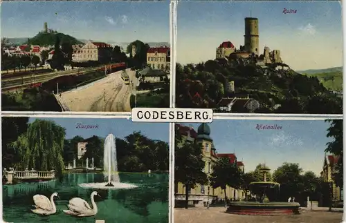Ansichtskarte Bad Godesberg-Bonn Mehrbildkarte mit 4 Stadtteilansichten 1920