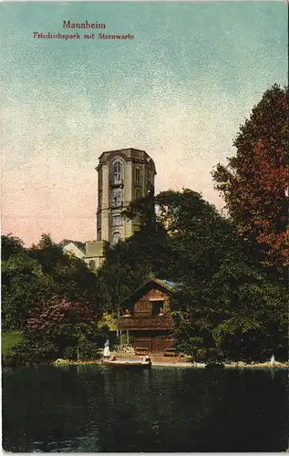 Ansichtskarte Mannheim Friedrichspark mit Sternwarte 1919