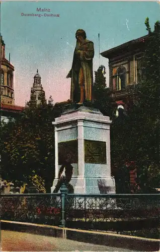 Ansichtskarte Mainz Stadt Partie am Gutenberg-Denkmal 1920