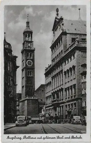 Ansichtskarte Augsburg Rathaus mit goldenem Saal und Perlach 1930
