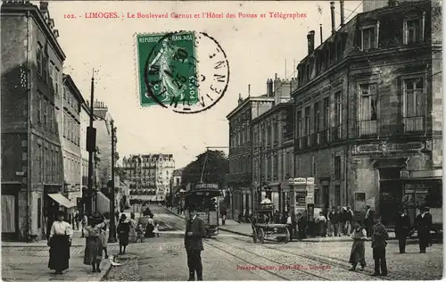 Limoges Boulevard Carnot et l'Hôtel des Postes et Télégraphes 1908