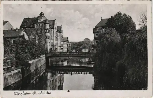 Ansichtskarte Pforzheim Partie an der Rossbrücke 1930