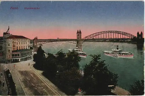 Ansichtskarte Bonn Rheinbrücke Rhein Panorama 1910