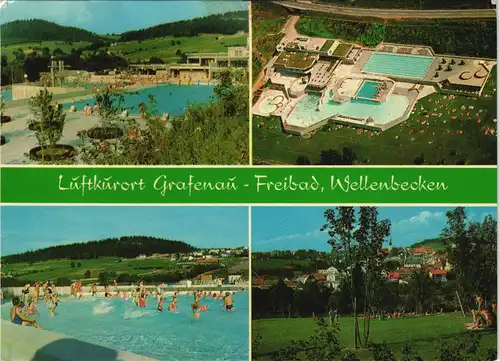 Grafenau (Niederbayern) Ferienanlage Freibad Mehrbild-AK 4 Ansichten 1975