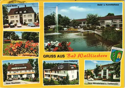 Bad Waldliesborn Mehrbild-AK mit Haus Berlin, Kurhaus, Haus Westfalen Haus 1977