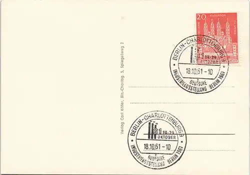 Berlin Deutsche Industrieausstellung Halle Flugzeuge 1961   Sonderstempel