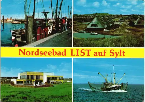 Ansichtskarte List auf Sylt Mehribldkarte mit 4 Foto-Ansichten 1983
