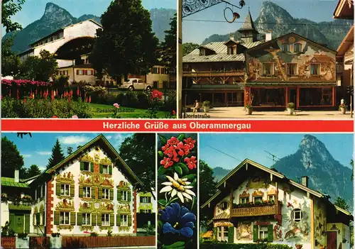 Ansichtskarte Oberammergau Mehrbildkarte mit 4 Ortsansichten 1992