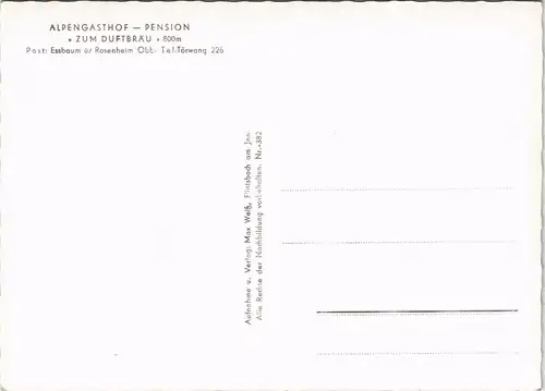 .Bayern ALPENGASTHOF PENSION ZUM DUFTBRÄU (Post: Essbaum ) 1960