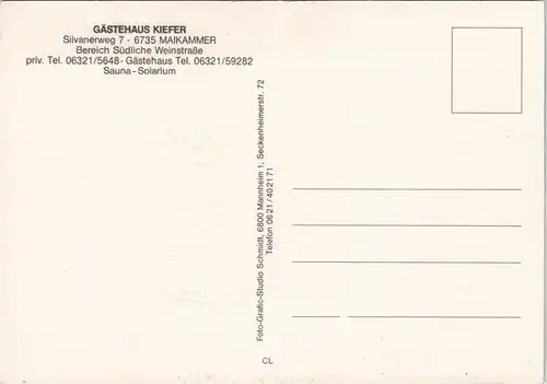 Maikammer Gästehaus Kiefer, Innen-/Außenansichten Mehrbild-AK 1970