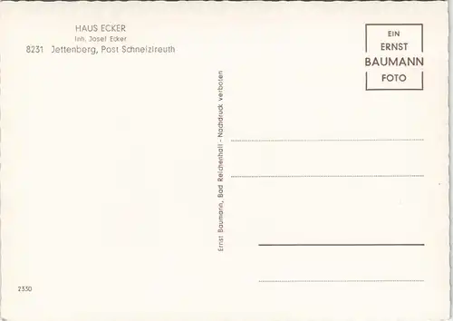 Ansichtskarte Jettenberg HAUS ECKER Inh. Josef Ecker, Pension 1960