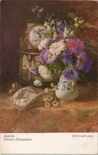 Ansichtskarte  Astern Fleurs d'automne Künstlerkarte Blumen 1910