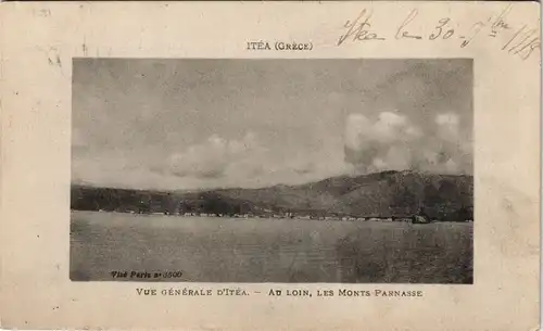 Postcard Itea Ιτέα ITÉA (GRÈCE) AU LOIN, LES MONTS PARNASSE 1918