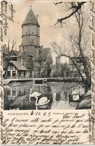 Ansichtskarte Augsburg Partie am Jakoberthor 1903
