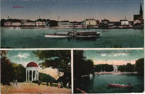 Biebrich-Wiesbaden Mehrbildkarte Panorama Stadtteil Biebrich & Wiesbaden 1910