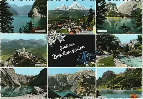 Ansichtskarte Berchtesgaden Mehrbildkarte mit 8 Umland-Ansichten 1959